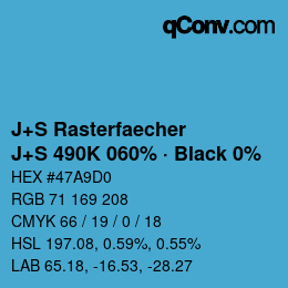 Farbcode: J+S Rasterfaecher - J+S 490K 060% · Black 0% | qconv.com
