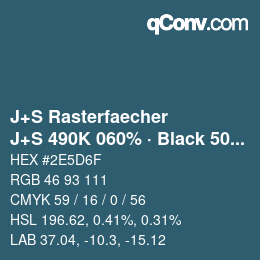 Farbcode: J+S Rasterfaecher - J+S 490K 060% · Black 50% | qconv.com