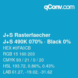 Farbcode: J+S Rasterfaecher - J+S 490K 070% · Black 0% | qconv.com