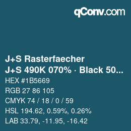 カラーコード: J+S Rasterfaecher - J+S 490K 070% · Black 50% | qconv.com