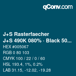 Farbcode: J+S Rasterfaecher - J+S 490K 080% · Black 50% | qconv.com