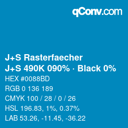 Farbcode: J+S Rasterfaecher - J+S 490K 090% · Black 0% | qconv.com