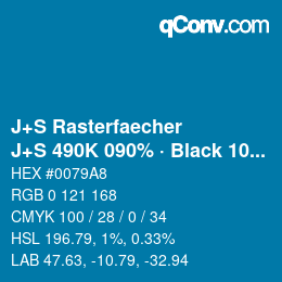 カラーコード: J+S Rasterfaecher - J+S 490K 090% · Black 10% | qconv.com