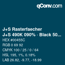 カラーコード: J+S Rasterfaecher - J+S 490K 090% · Black 50% | qconv.com