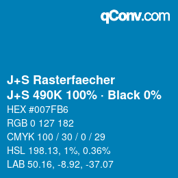Code couleur: J+S Rasterfaecher - J+S 490K 100% · Black 0% | qconv.com