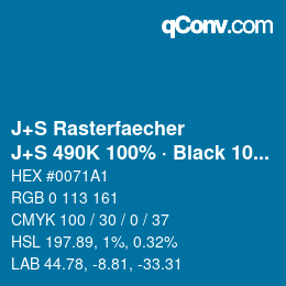 Code couleur: J+S Rasterfaecher - J+S 490K 100% · Black 10% | qconv.com