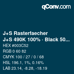 Code couleur: J+S Rasterfaecher - J+S 490K 100% · Black 50% | qconv.com