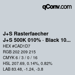 カラーコード: J+S Rasterfaecher - J+S 500K 010% · Black 10% | qconv.com
