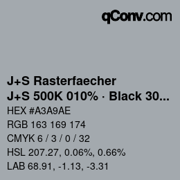 Farbcode: J+S Rasterfaecher - J+S 500K 010% · Black 30% | qconv.com