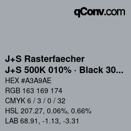 Color code: J+S Rasterfaecher - J+S 500K 010% · Black 30% | qconv.com