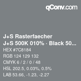カラーコード: J+S Rasterfaecher - J+S 500K 010% · Black 50% | qconv.com