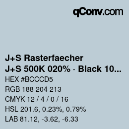 Farbcode: J+S Rasterfaecher - J+S 500K 020% · Black 10% | qconv.com
