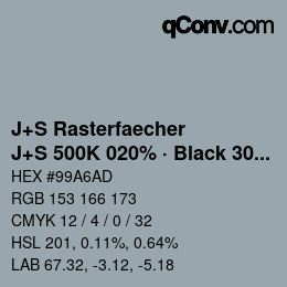 Farbcode: J+S Rasterfaecher - J+S 500K 020% · Black 30% | qconv.com