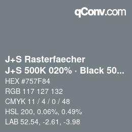 Farbcode: J+S Rasterfaecher - J+S 500K 020% · Black 50% | qconv.com