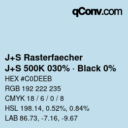 Color code: J+S Rasterfaecher - J+S 500K 030% · Black 0% | qconv.com