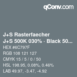 Farbcode: J+S Rasterfaecher - J+S 500K 030% · Black 50% | qconv.com