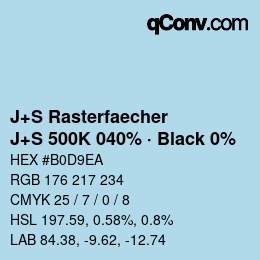 Color code: J+S Rasterfaecher - J+S 500K 040% · Black 0% | qconv.com