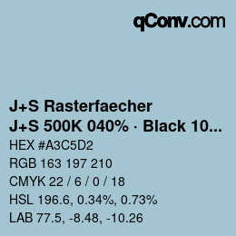 Code couleur: J+S Rasterfaecher - J+S 500K 040% · Black 10% | qconv.com