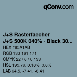カラーコード: J+S Rasterfaecher - J+S 500K 040% · Black 30% | qconv.com