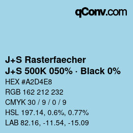 カラーコード: J+S Rasterfaecher - J+S 500K 050% · Black 0% | qconv.com