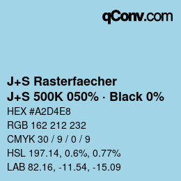 Color code: J+S Rasterfaecher - J+S 500K 050% · Black 0% | qconv.com