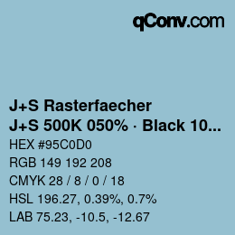 Farbcode: J+S Rasterfaecher - J+S 500K 050% · Black 10% | qconv.com
