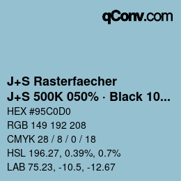 Color code: J+S Rasterfaecher - J+S 500K 050% · Black 10% | qconv.com