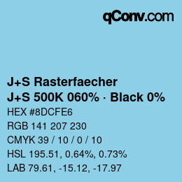 Farbcode: J+S Rasterfaecher - J+S 500K 060% · Black 0% | qconv.com