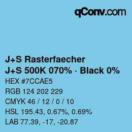 Farbcode: J+S Rasterfaecher - J+S 500K 070% · Black 0% | qconv.com