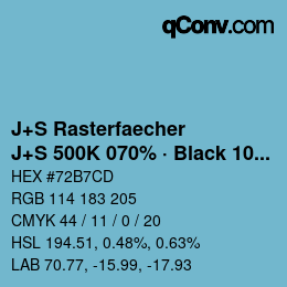 Farbcode: J+S Rasterfaecher - J+S 500K 070% · Black 10% | qconv.com