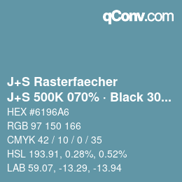 Farbcode: J+S Rasterfaecher - J+S 500K 070% · Black 30% | qconv.com