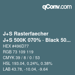 Farbcode: J+S Rasterfaecher - J+S 500K 070% · Black 50% | qconv.com