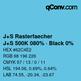 Farbcode: J+S Rasterfaecher - J+S 500K 080% · Black 0% | qconv.com