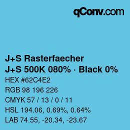 Code couleur: J+S Rasterfaecher - J+S 500K 080% · Black 0% | qconv.com