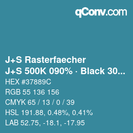 Farbcode: J+S Rasterfaecher - J+S 500K 090% · Black 30% | qconv.com