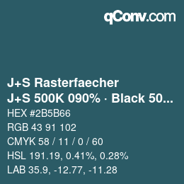 Farbcode: J+S Rasterfaecher - J+S 500K 090% · Black 50% | qconv.com