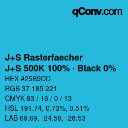 Code couleur: J+S Rasterfaecher - J+S 500K 100% · Black 0% | qconv.com