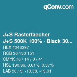 Farbcode: J+S Rasterfaecher - J+S 500K 100% · Black 30% | qconv.com