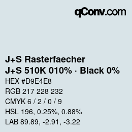 Farbcode: J+S Rasterfaecher - J+S 510K 010% · Black 0% | qconv.com