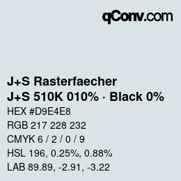 Code couleur: J+S Rasterfaecher - J+S 510K 010% · Black 0% | qconv.com