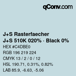 Code couleur: J+S Rasterfaecher - J+S 510K 020% · Black 0% | qconv.com