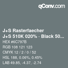 Farbcode: J+S Rasterfaecher - J+S 510K 020% · Black 50% | qconv.com