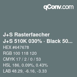 Code couleur: J+S Rasterfaecher - J+S 510K 030% · Black 50% | qconv.com
