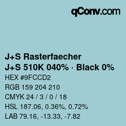 Farbcode: J+S Rasterfaecher - J+S 510K 040% · Black 0% | qconv.com