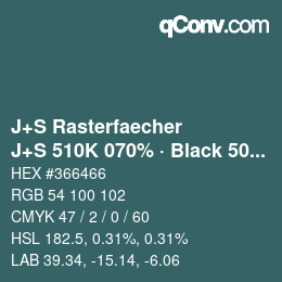 Farbcode: J+S Rasterfaecher - J+S 510K 070% · Black 50% | qconv.com