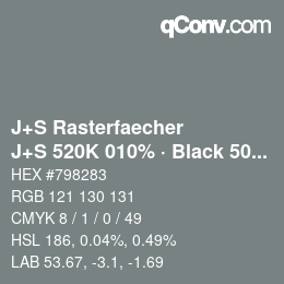 カラーコード: J+S Rasterfaecher - J+S 520K 010% · Black 50% | qconv.com