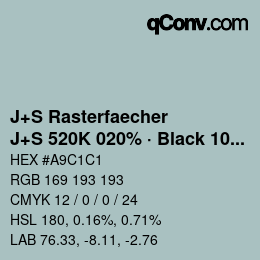 Farbcode: J+S Rasterfaecher - J+S 520K 020% · Black 10% | qconv.com