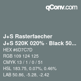 Farbcode: J+S Rasterfaecher - J+S 520K 020% · Black 50% | qconv.com