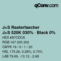 Farbcode: J+S Rasterfaecher - J+S 520K 030% · Black 0% | qconv.com