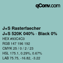 Farbcode: J+S Rasterfaecher - J+S 520K 040% · Black 0% | qconv.com